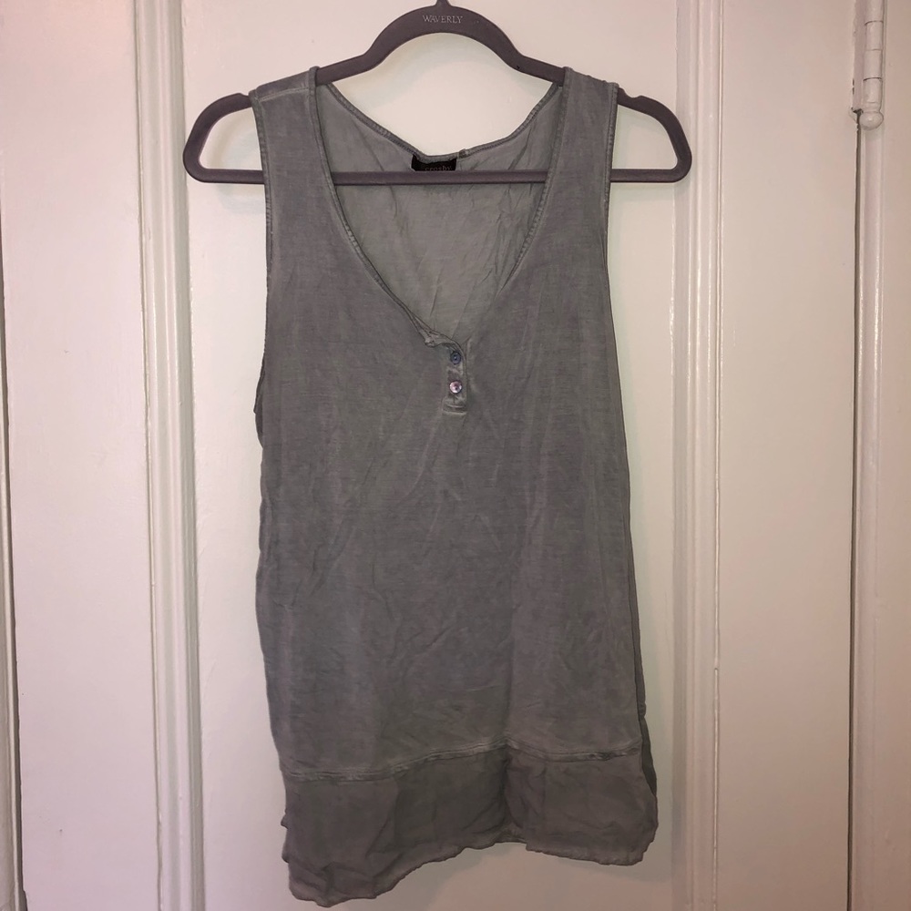 Grey button down tank top